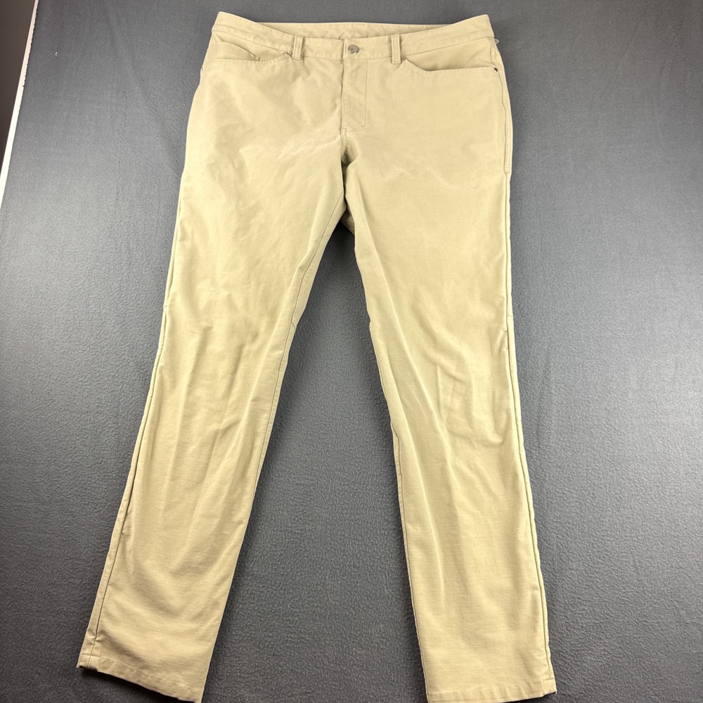 Lululemon ABC Utilitech Pants Men's 36 (Fits 38x32) Beige Slim Warpstreme Chino